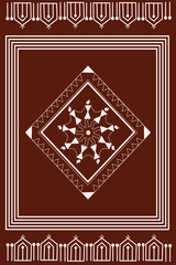 women dancing circular concept of warli art isolated on dark brown background - vector illustration