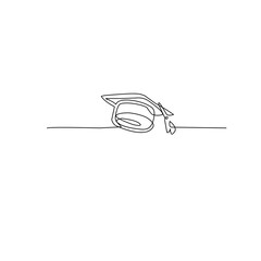 graduation cap continuous line
