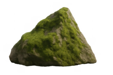 Mossy rock boulder covered in green plant growth