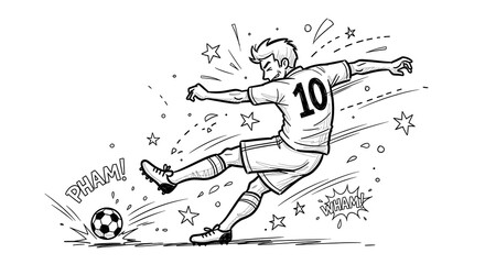 Fototapeta premium football doodle cartoon drawing character sports health athlete icon design