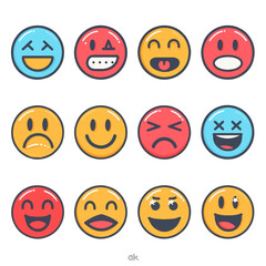 Fototapeta premium Collection of colorful cartoon smiley face emojis expressing various emotions and feelings