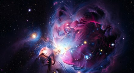 Vivid cosmic nebula and starfield against the inky backdrop of space