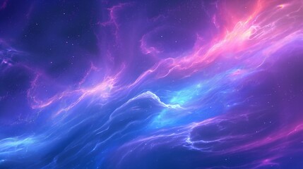 Colorful cosmic nebula with shining stars. Abstract glowing galaxy background for science, space