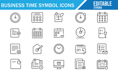 Business and Time Symbol Icons - Editable Vector for Project Planning