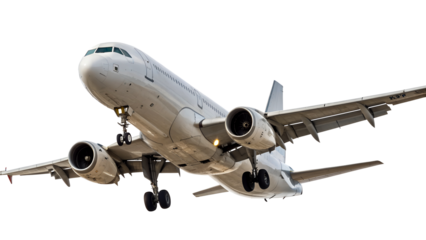 Commercial jetliner descends with landing gear deployed