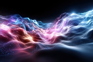Obraz premium Colorful abstract waves flowing through a dark space illuminated by vibrant lights