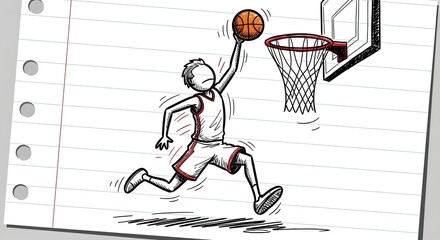 Fototapeta premium basketball doodle sports art character physical activity competition illustration vector sport player athlete