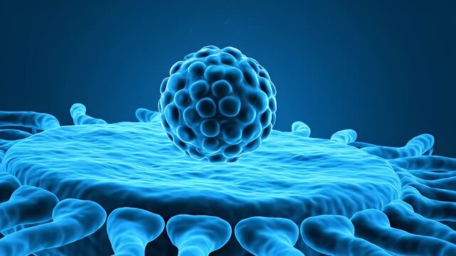 Abstract microscopic cell structure rendered with blue light and details