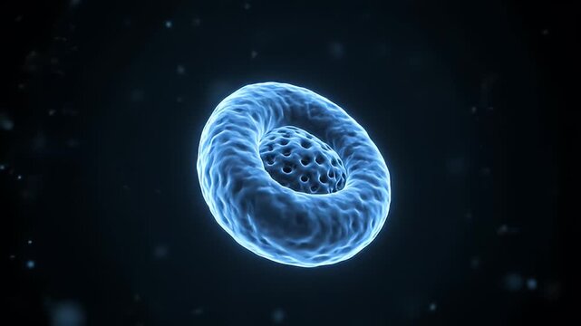 Detailed microscopic view of a biological cell structure in dark space