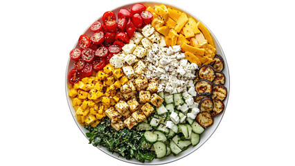 Fresh colorful chopped salad with tomatoes, corn, feta, and cucumber