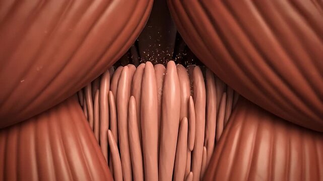 Close up illustration of digestive system process and related elements