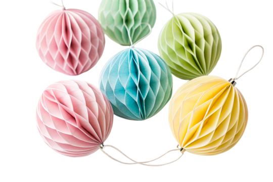 Pastel Honeycomb Ornaments on White Surface
