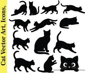 Obraz premium Cat Silhouettes Vector Art and Icons
