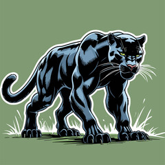vector illustration of a dashing black panther
