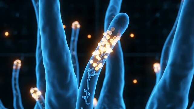 Abstract 3 d render of microscopic biological entity in dark space