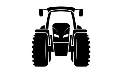 a black and white silhouette of a tractorblack, equipment, flat, icon, illustration, mower, profile, tractor 