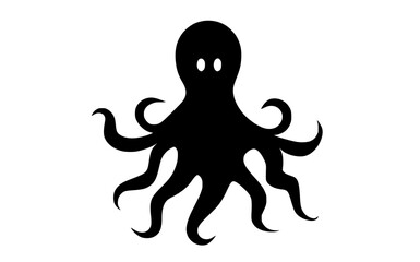 a black silhouette of an octopus with tentaclesblack, icon, illustration, octopus, profile 