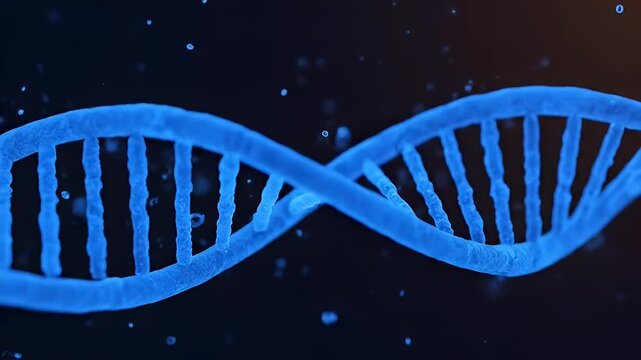 Abstract 3 d render of a dna double helix structure on dark background