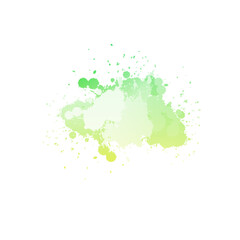 A pixelated green and yellow gradient shape with scattered pixels on a black background image on transparent background
