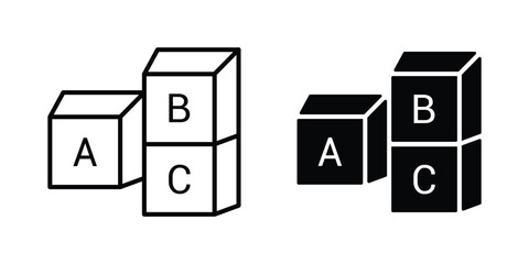 Baby ABC Cubes Icon Set for Kids Education, Preschool Learning, Toys, Alphabet Blocks, Early Childhood Development.