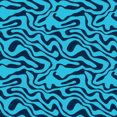 Vector seamless pattern with fluid organic shapes. Abstract marine texture with wavy liquid, water waves, flowing lines. Stylish endless background. Modern repeated decorative design