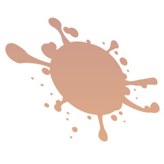 Isolated light brown color paint splash with dripping effect on a black background in digital art on transparent background