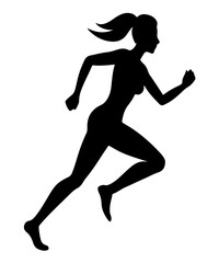 Silhouette of a woman running or jogging sport