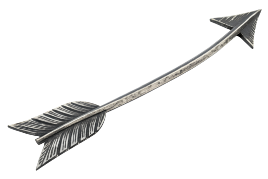 Aged Metal Arrow with Feathered Fletching