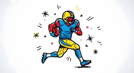 Fototapeta premium football doodle cartoon drawing character sports health athlete icon design