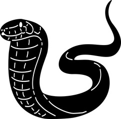 King Cobra Silhouette Doodle Outline Illustration