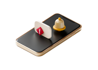 Smartphone with Notification Bell and Alert Icon