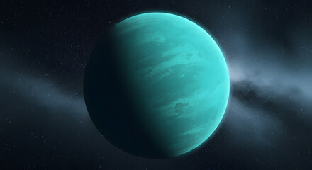 Celestial Emerald: A distant planet glows with an ethereal emerald hue, a solitary orb suspended in the vast expanse of the cosmic sea.