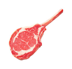 Gourmet Tomahawk Steak Cut, Rich Red Marbling, Isolated on Black PNG set with transparent background