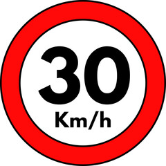 Speed Limit 30 kmh Traffic Sign Vector