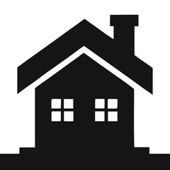 Vector art of black and white silhouette of a house with two windows