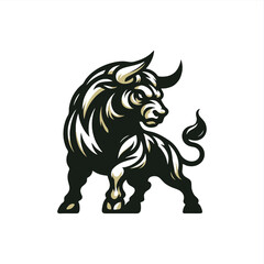 vector drawing logo of bull bison angry	
