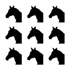 Vector art of black horse head silhouette pattern