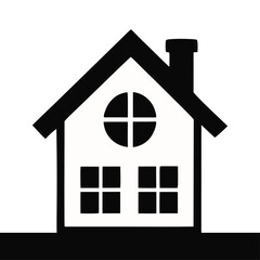 Vector art of black house icon for real estate or home concept