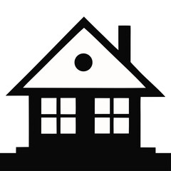 Vector art of simple black house icon for real estate concept