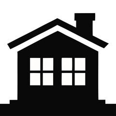 Vector art of black silhouette of a house with a chimney