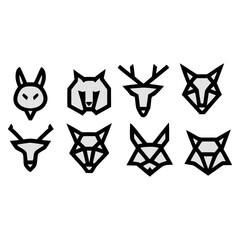Vector art of geometric animal head icons