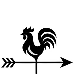 Vector art of black rooster weather vane points to the right