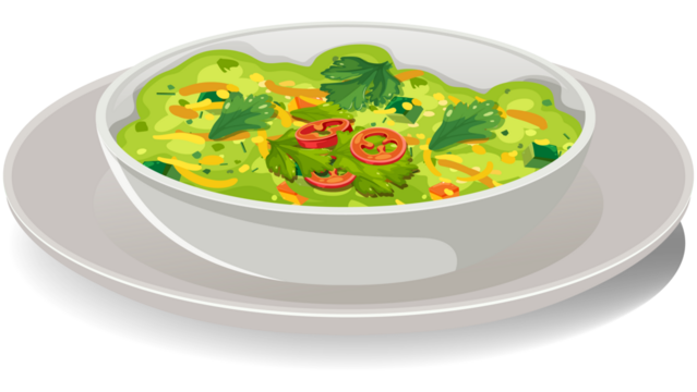 Fresh green guacamole salad with avocado, tomato, and herbs