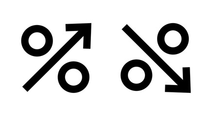 Percentage symbols with decrease and increase arrows