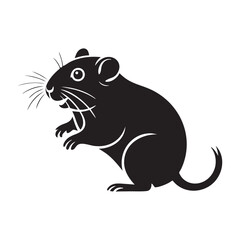Stylized Black Rat or Mouse Icon Vector, Rodent Silhouette Standing Upright