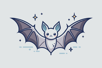 Fototapeta premium bat hovering diagonally with symmetrical spread wings subtle glow