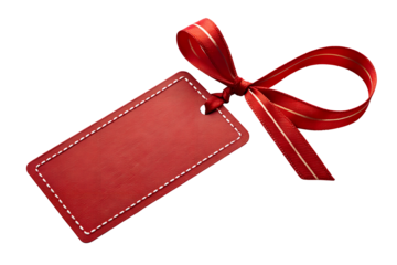 Red Gift Tag with Ribbon Bow