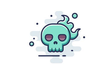 skull facing forward faint glowing jawline horror illustration,