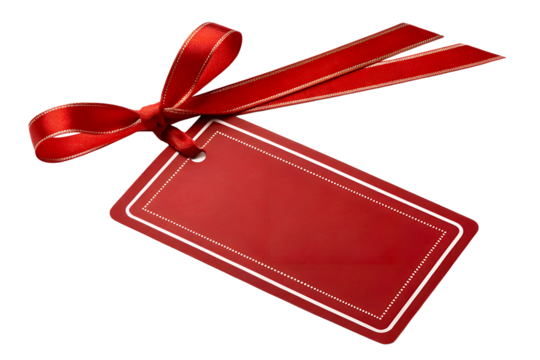 Red Gift Tag with Satin Ribbon Bow