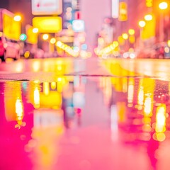 Rainy Night Reflections on the City Streets